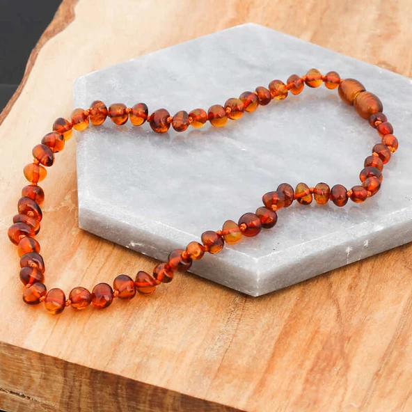 Bebek Damla Kehribar Diş Kolye - Resim 4