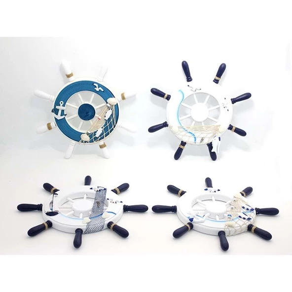 Ahşap Marin Duvara Asmalı Dümen - Resim 2