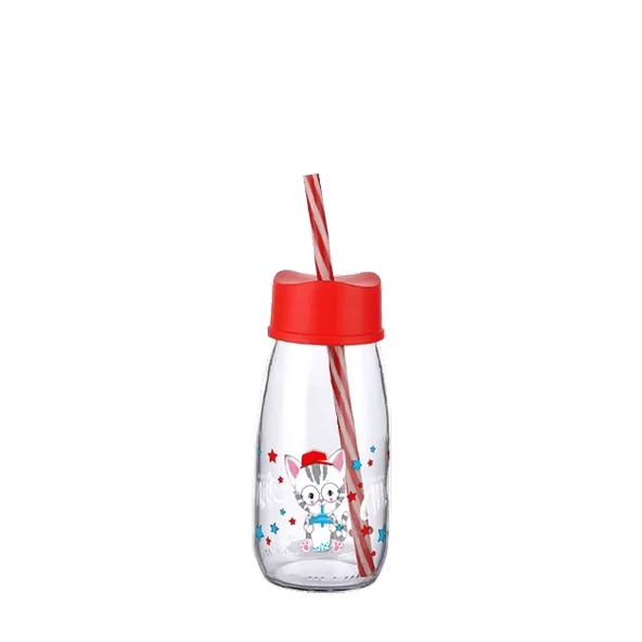 Pipetli Su Ve Süt Şişesi Cam 250 ML - Kırmızı - 2