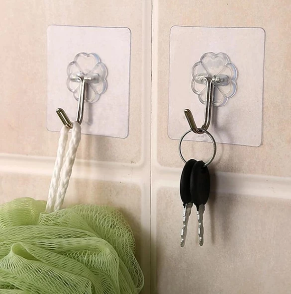 5 ADET Kendinden Yapışkanlı Şeffaf Askı - Resim 3