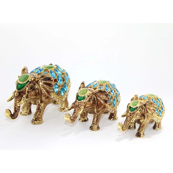 Taşlı 3'Lü Fil Figürü - 2