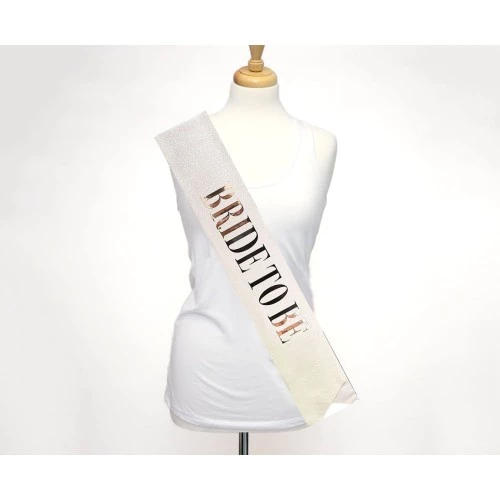 Beyaz Gümüş Bride To Be Simli Kuşak Kemer 10 cm - 3