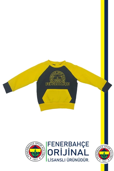 Fenerbahçe Orijinal Fb Logo Sarı-Lacivert Bebek Sweat Hediyelik Ahşap Kutulu - 7