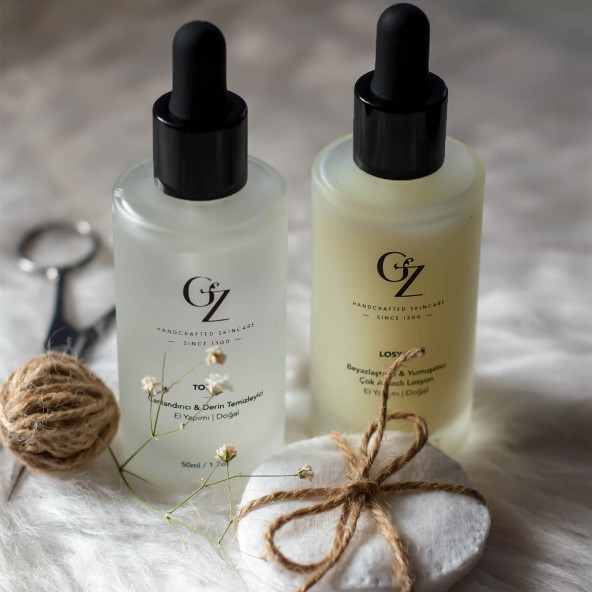 G&Z Organic Cosmetics Vegan Yüz Temizleyici Toniği ve Beyazlatıcı yumuşatıcı Losyonun Bakım Seti - 2