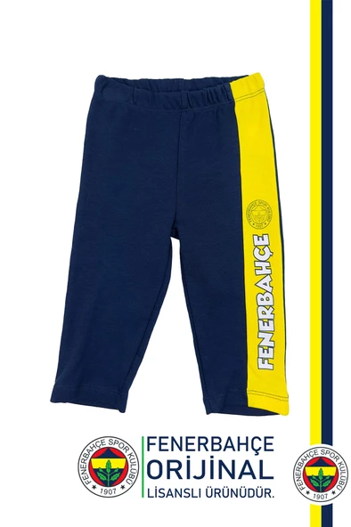 Fenerbahçe Orijinal Fb Logo Sarı-Lacivert Bebek Sweat Eşofman Alt Set Ahşap Kutulu - 12