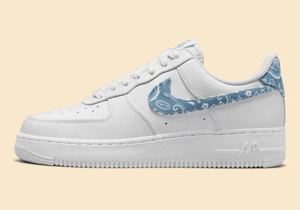 Nike Air Force 1 White Blue Paisley Kadın Spor Ayakkabı