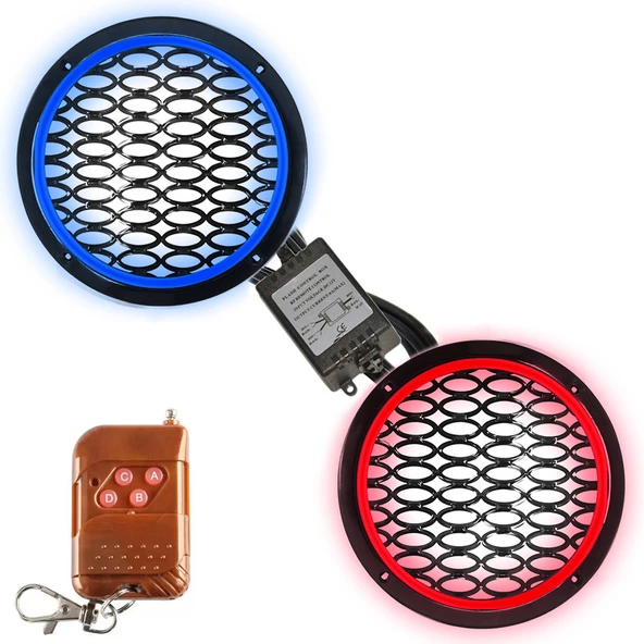 Çakar Ledli 20cm Hoparlör Kapak Mavi Kırmızı 2 Adet EGB eg-7766 ürün görseli 1