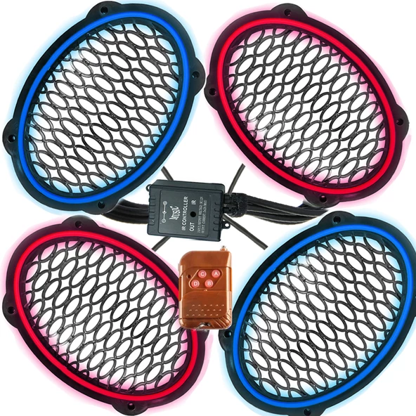 Çakar Ledli Oval Hoparlör Kapak Mavi Kırmızı EGB eg-1133 - 1