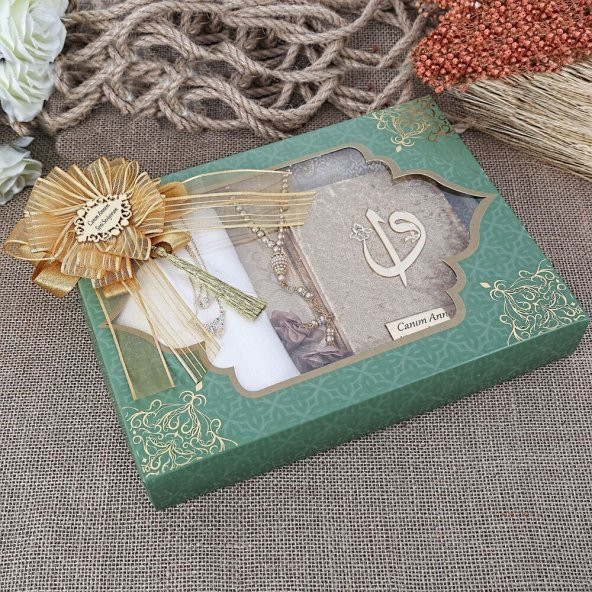 Hediyelik Kolye, Kuran-ı Kerim, Şal, Seccade, İnci Tesbihli Dini Paket - 1