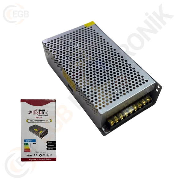 HIGHTEK HT-1211 Metal Kasa Adaptör 24 Volt 10 Amper