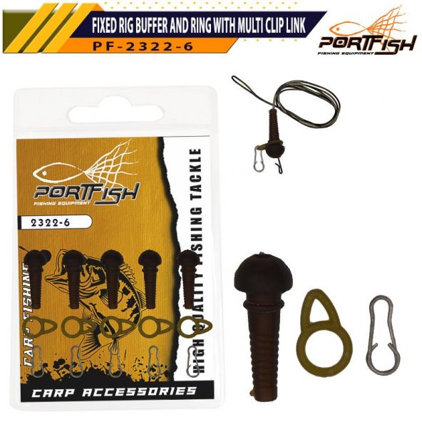 Portfish 2322-6 Fixed Rig Buffer and Ring with Multi Clip Link