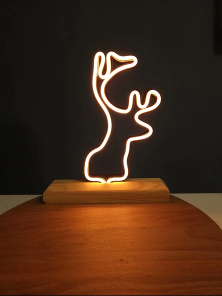 Yılbaşına Özel Geyik Figürlü Neon Gece Lambası - 3
