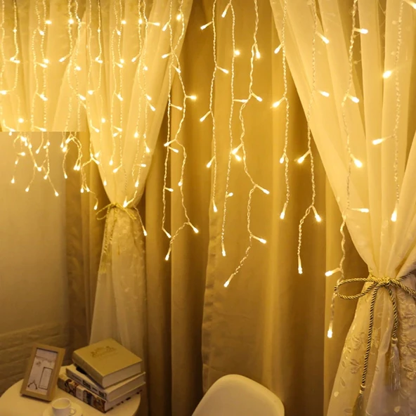 YILBAŞI AĞACI IŞIĞI DEKOR NOEL IŞIĞI GÜN IŞIĞI SALKIM LED IŞIK 2X2 METRE 10 DAL 140 LEDLİ GÜN IŞIĞI - Resim 3