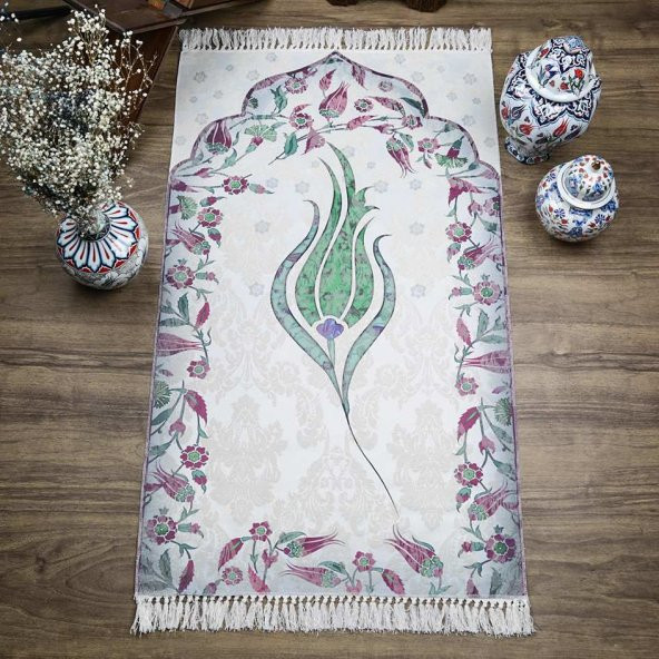 İnce Pamuk Seccade Yeşil - Lale 70x117 cm - 370 gr - 1
