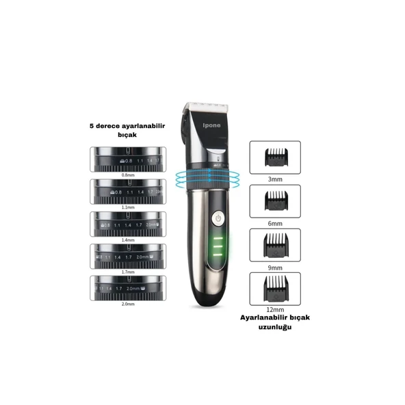 Ip-1012 Kişisel Bakım Aleti Profesyonel Saç- Sakal Vücut Tüyleri Kesme Tıraş Makinesi - 2