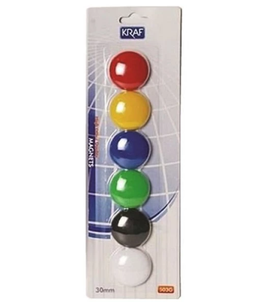 Kraf Yuvarlak Renkli Mıknatıs 30Mm 6Lı