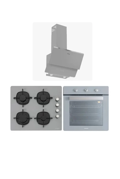 Silverline Gri Cam Ankastre Set ( 3490 Oslo - CS5335S02 - BO6502S02 )