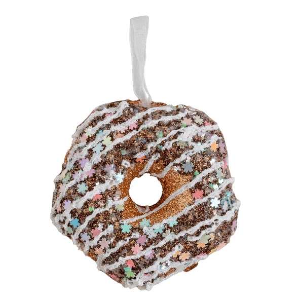 Yılbaşı Süsü 8 cm Simli Donut Bronz - Mavi Su Dünyası