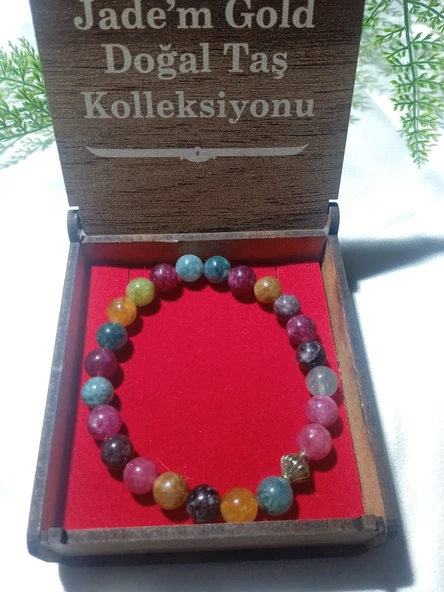 Özel Kutulu Turmalin Esartif Renkler Bileklik - 3