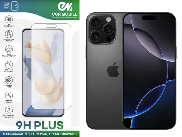 Iphone 16 Pro Max Ekran Koruyucu MAT(Parmak İzi Bırakmayan) Uyumlu Esnek Nano Kırılmayan