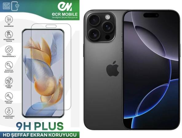 Iphone 16 Pro Max Ekran Koruyucu 9H Esnek Nano Cam Tam Uyumlu Şeffaf