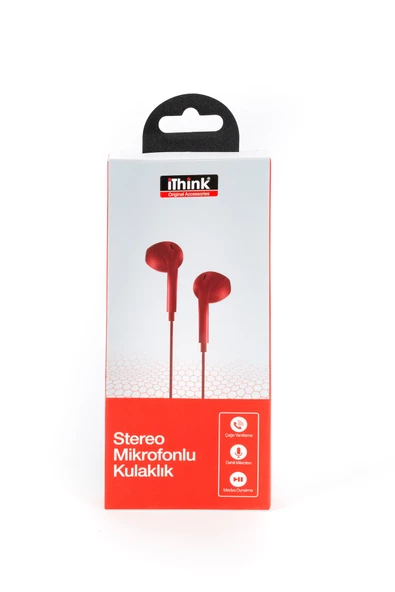 i'think KL-270 Kırmızı Mikrofonlu Kablolu Kulak İçi Kulaklık - Resim 4