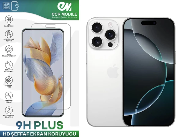 Iphone 16 Pro Ekran Koruyucu 9H Esnek Nano Cam Tam Uyumlu Şeffaf