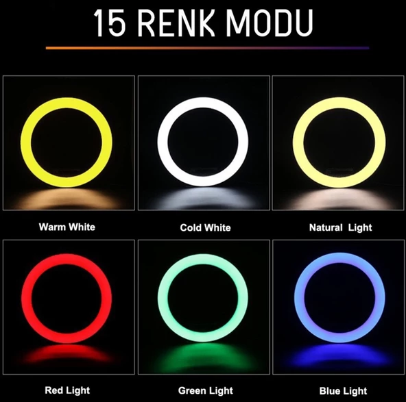 Blue Spectrum MJ20 Rgb Ring Light 20CM LED Video Işığı (Ayak Dahil) - 3
