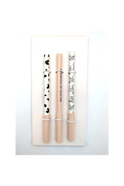 Plastik Gövde Tükenmez Kalem Pastel 3'lü Kalem Seti - Resim 2