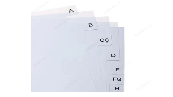 A4 Harfli Alfabetik Ayraç Seperatör Pvc Kapak Ve 20 Ayırma Sayfası A-Z Harfli Ayraç
