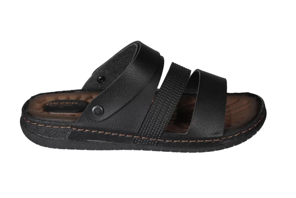 GEZER Erkek Siyah Sandalet Terlik Ortopedik Comfort tabanlı - 3