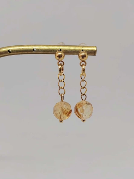 Doğaltaş Gold Çelik Küpe - Sitrin Taşı Capella Serisi (55650) - Resim 2