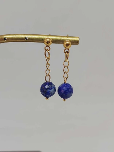 Doğaltaş Gold Çelik Küpe - Lapis Taşı Capella Serisi (55652) - Resim 2