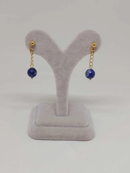 Doğaltaş Gold Çelik Küpe - Lapis Taşı Capella Serisi (55652) - Resim 3