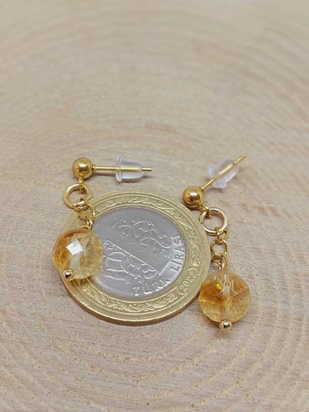 Doğaltaş Gold Çelik Küpe - Sitrin Taşı Capella Serisi (55650) - Resim 4