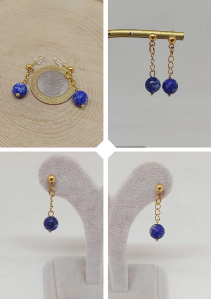 Doğaltaş Gold Çelik Küpe - Lapis Taşı Capella Serisi (55652) ürün görseli