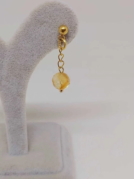 Doğaltaş Gold Çelik Küpe - Sitrin Taşı Capella Serisi (55650) - Resim 6