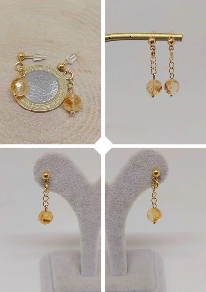 Doğaltaş Gold Çelik Küpe - Sitrin Taşı Capella Serisi (55650) ürün görseli