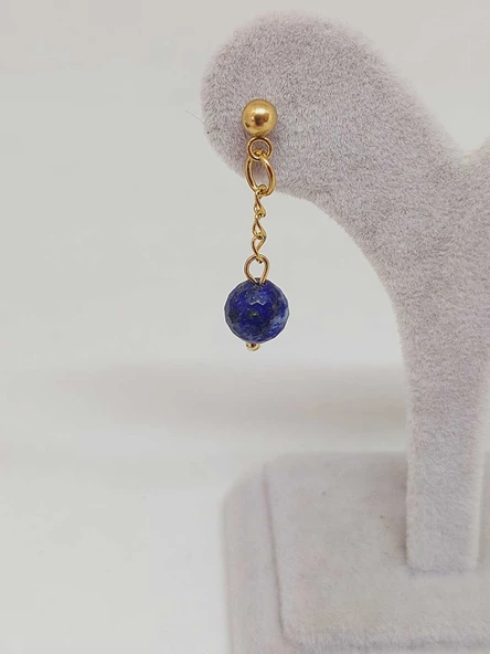 Doğaltaş Gold Çelik Küpe - Lapis Taşı Capella Serisi (55652) - Resim 6