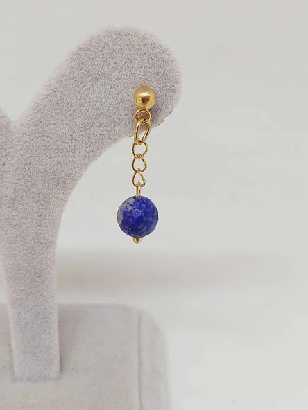 Doğaltaş Gold Çelik Küpe - Lapis Taşı Capella Serisi (55652) - Resim 5