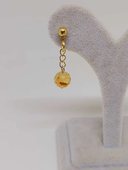 Doğaltaş Gold Çelik Küpe - Sitrin Taşı Capella Serisi (55650) - Resim 5