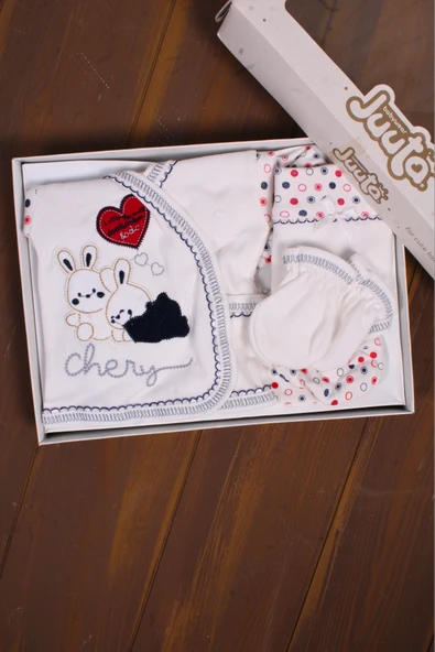 Tavşan Desenli 5 Parça Erkek Bebek Hastane Çıkışı Seti ürün görseli