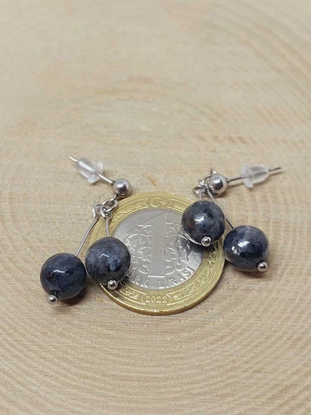 Doğaltaş Silver Çelik Küpe - Spektrolit Taşı Kiraz Serisi (55680) - Resim 3