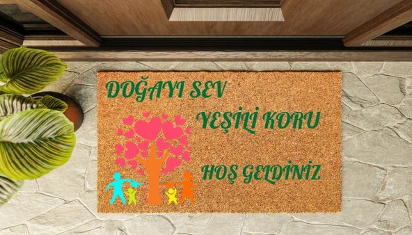 Kapı Önü Paspası Özel Tasarım Koko Model Doğayı sev PK-1531