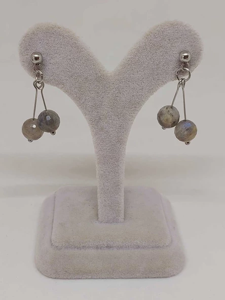 Doğaltaş Silver Çelik Küpe - Labradorit Taşı Kiraz Serisi (55672) - Resim 2