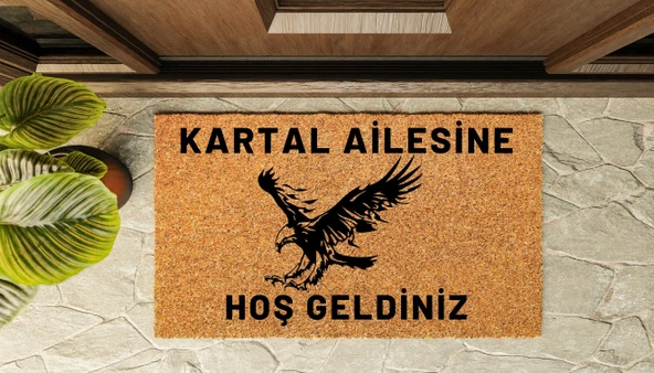 Kapı Önü Paspası Kişiye Özel Yazı Yazılır Koko Model Kartal Aile PK-1559