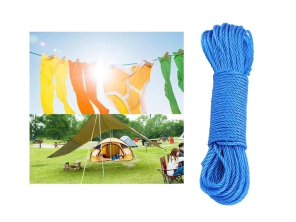 Naylon Çamaşır İpi Çok Amaçlı İp 18 Metre  Mavi