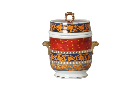 Lucky Art Clarissa Bone China Porselen Mavi Beyaz Naturel Desenli Kulplu Kavanoz 16 cm LYHD 623