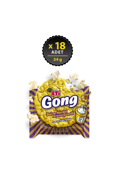 Eti Gong Bal Ve Hardal Aroma Çeşnili 34 G x 18 Adet