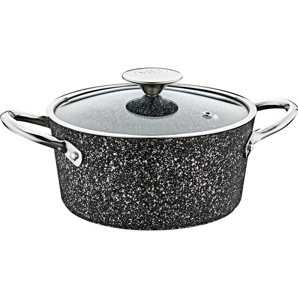 Oms 3116 Granit 20 cm Derin Tencere Siyah İndüksiyonlu